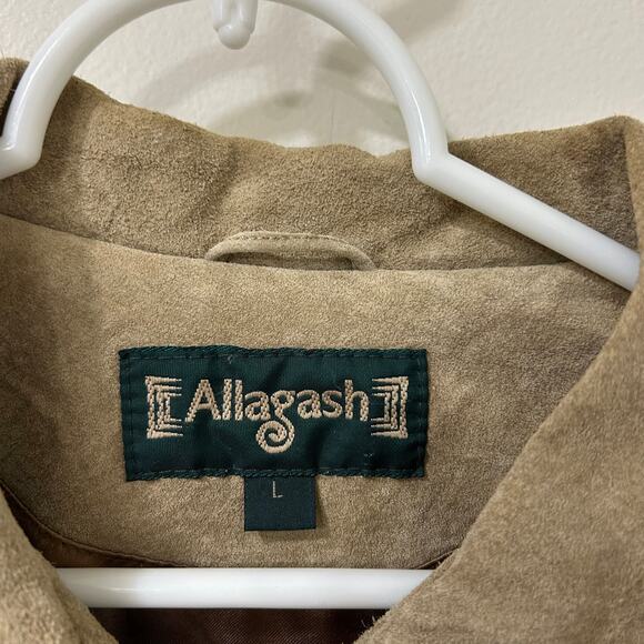 Allagash Vtg Womens Sz Large Tan Suede 100% Leather Button Down Jacket Y2K - Picture 4 of 6